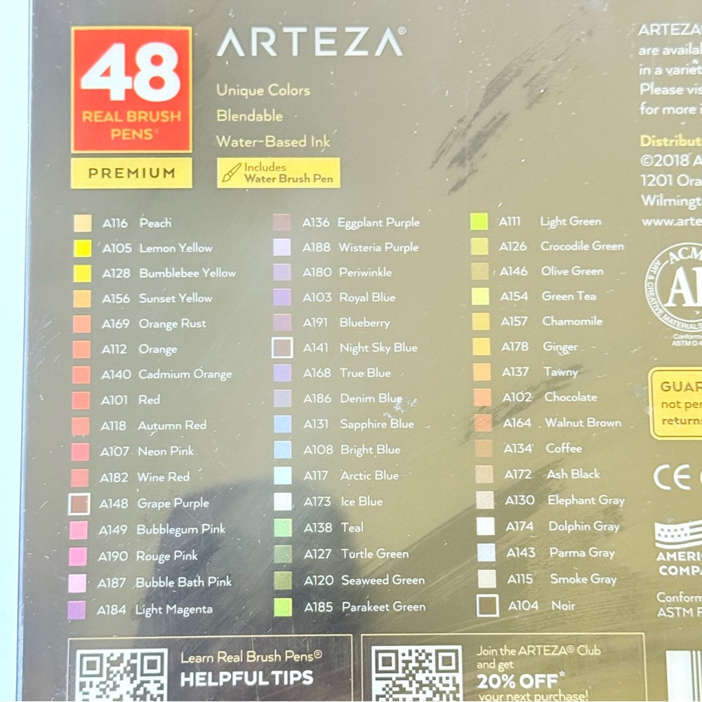 NEW Sealed Arteza Real Brush Pens Set of 48 Watercolor - Picture 6 of 8
